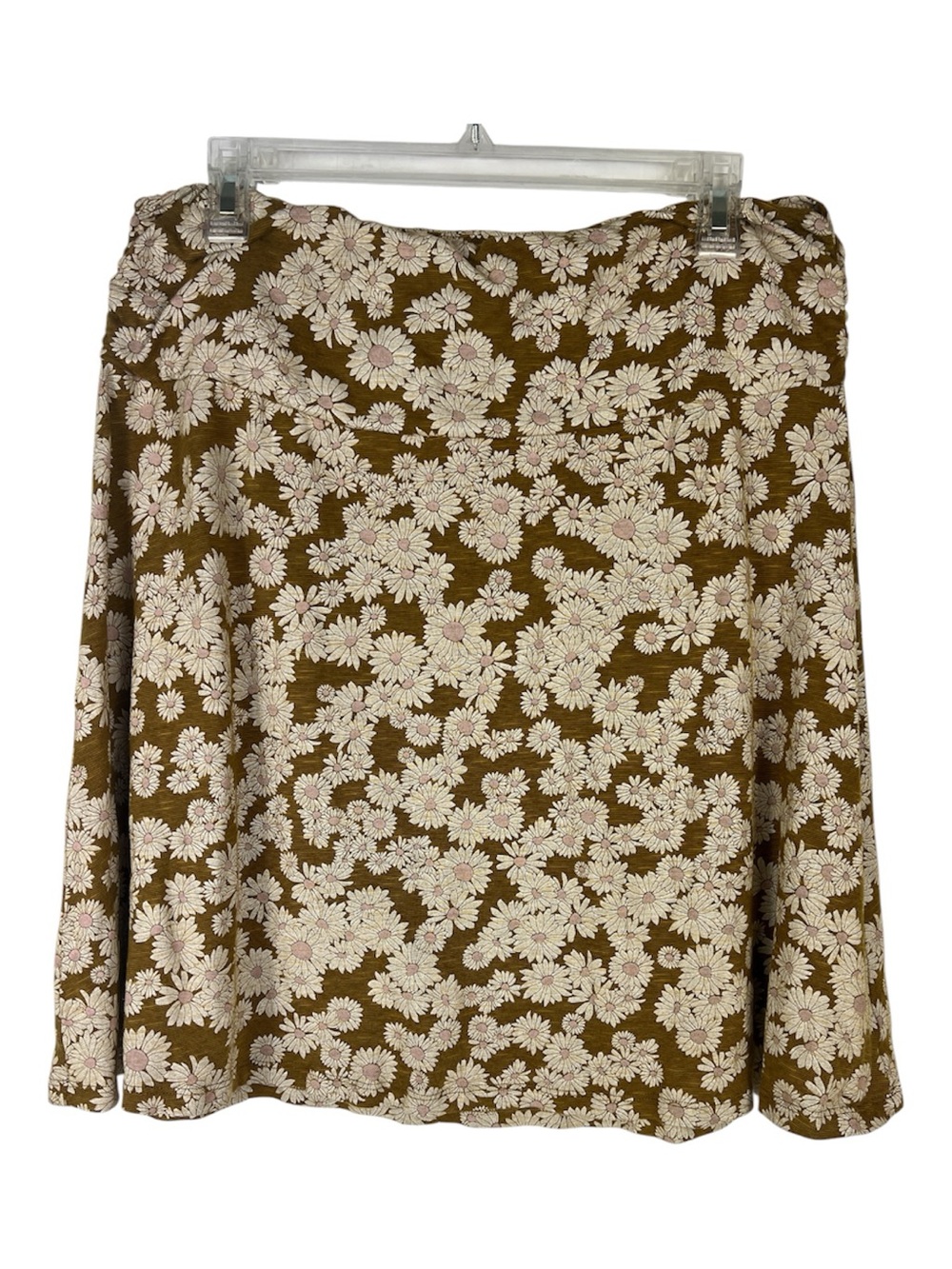 Toad & Co. Sz XL Chaka Skirt Floral Print Gold/ Brown & Cream Organic Cotton EUC